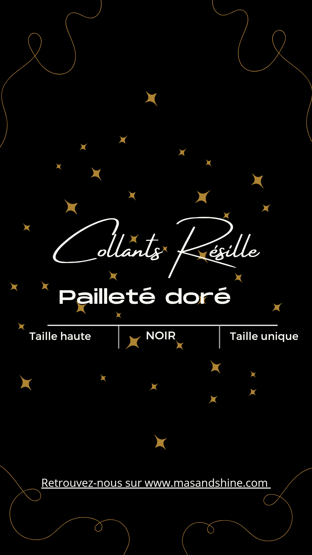 Résille noir pailleté doré