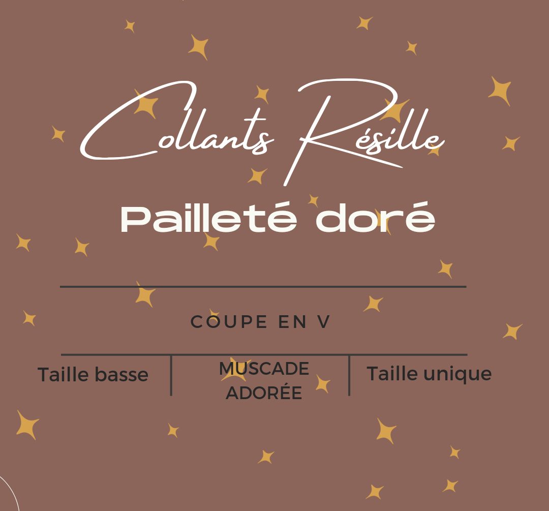 Résille couleurs peaux pailleté doré